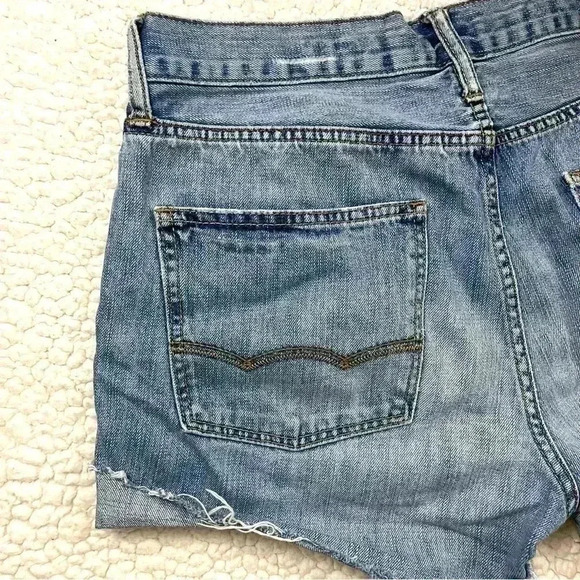 American Eagle Slim Straight Web Cuff Distress Denim Highrise Jean Shorts - Picture 8 of 13